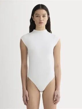 Everlane The Form Funnel-Neck Bodysuit White Medium